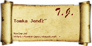 Tomka Jenő névjegykártya